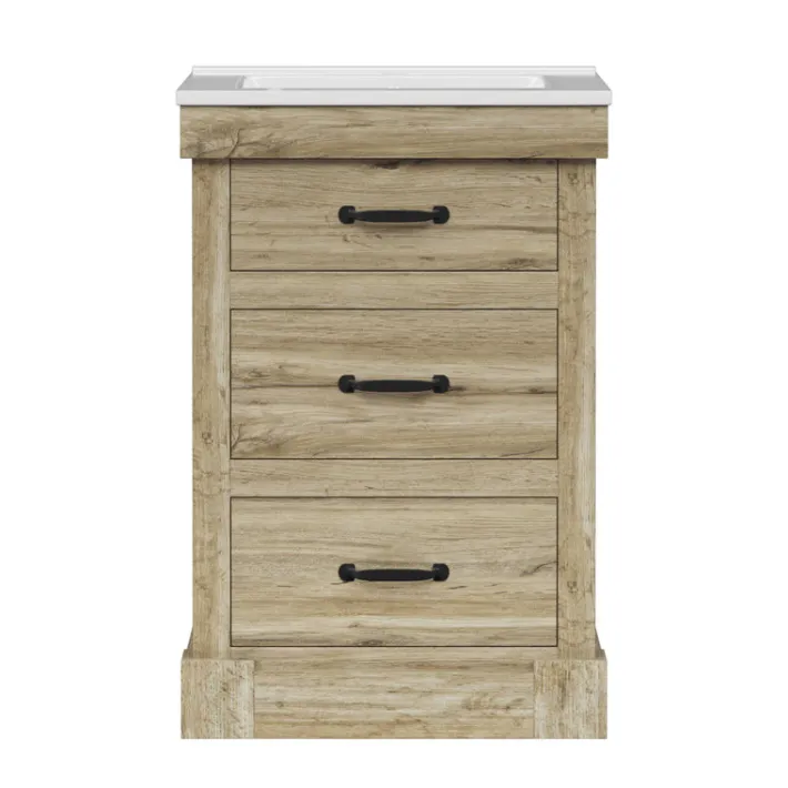 Teamson Home Donovan 24" Single Bathroom Vanity with Two Drawers, Light Oak