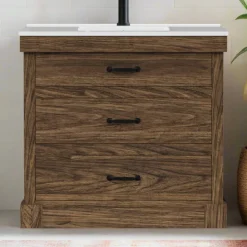 Teamson Home Donovan 36" Single Bathroom Vanity with Two Drawers, Walnut