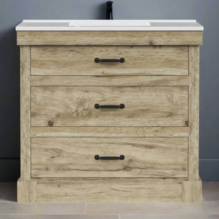 Teamson Home Donovan 36" Single Bathroom Vanity with Two Drawers, Light Oak