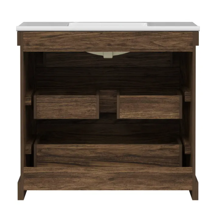 Teamson Home Donovan 36" Single Bathroom Vanity with Two Drawers, Walnut