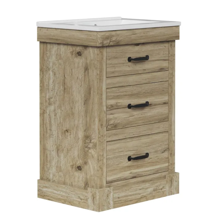 Teamson Home Donovan 24" Single Bathroom Vanity with Two Drawers, Light Oak