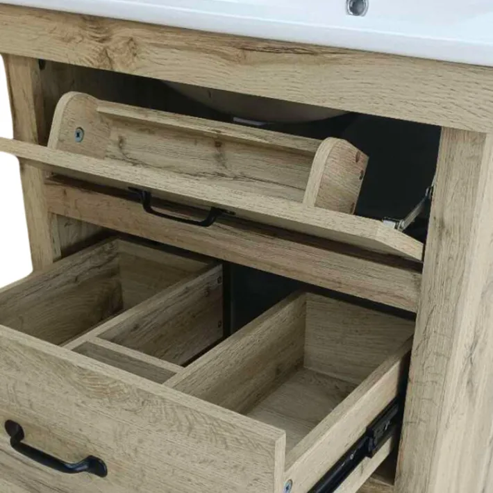 Teamson Home Donovan 24" Single Bathroom Vanity with Two Drawers, Light Oak
