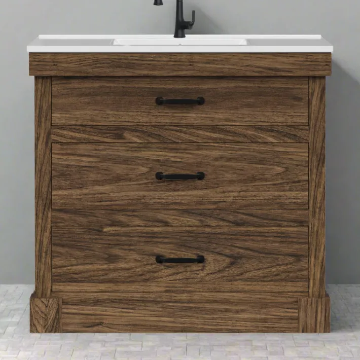Teamson Home Donovan 36" Single Bathroom Vanity with Two Drawers, Walnut