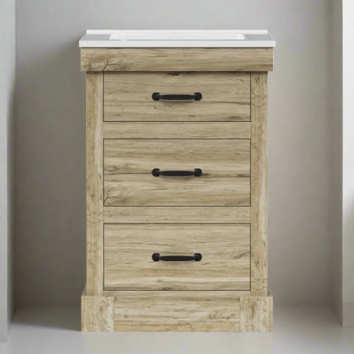 Teamson Home Donovan 24" Single Bathroom Vanity with Two Drawers, Light Oak