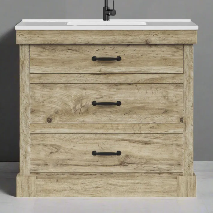 Teamson Home Donovan 36" Single Bathroom Vanity with Two Drawers, Light Oak
