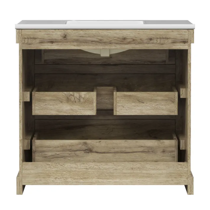 Teamson Home Donovan 36" Single Bathroom Vanity with Two Drawers, Light Oak