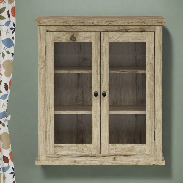 Teamson Home Donovan Removable Two-Door Wall Cabinet, Light Oak