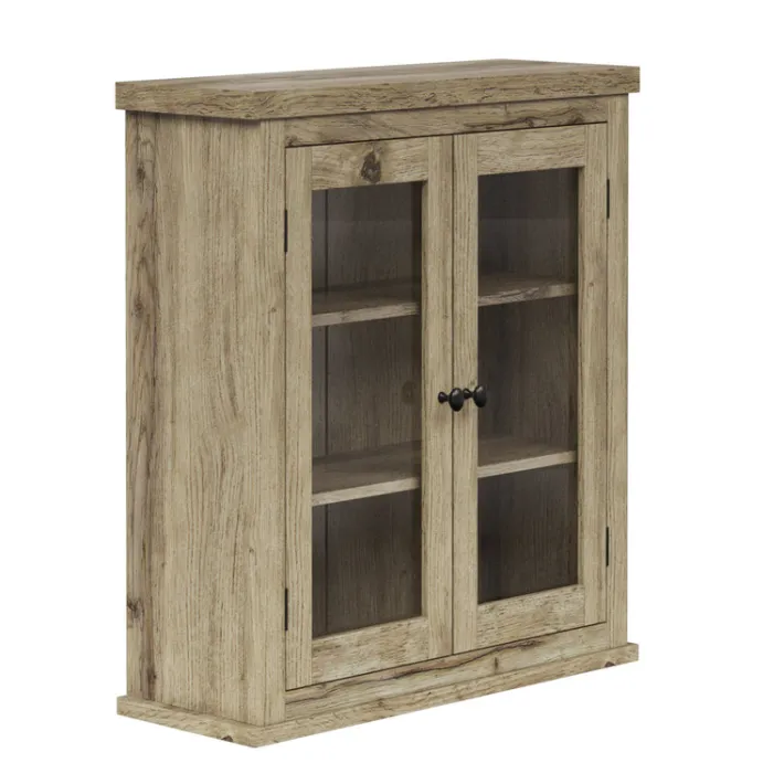 Teamson Home Donovan Removable Two-Door Wall Cabinet, Light Oak