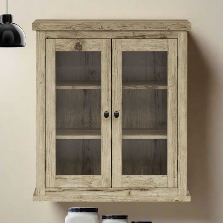 Teamson Home Donovan Removable Two-Door Wall Cabinet, Light Oak
