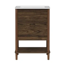 Teamson Home Ellery 24" Single Bathroom Vanity with Two Drawers, Walnut