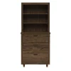 Teamson Home Ellery Freestanding Hutch Cabinet with Open Shelves, Walnut