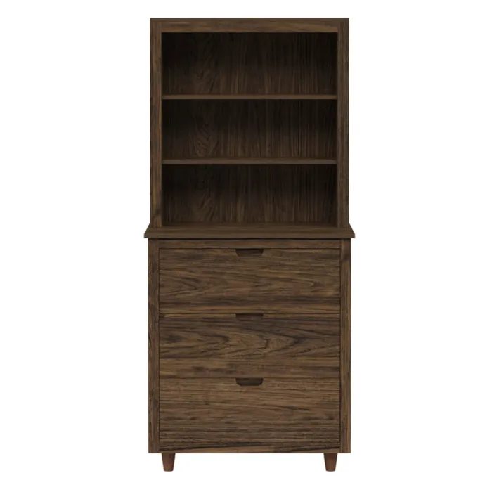 Teamson Home Ellery Freestanding Hutch Cabinet with Open Shelves, Walnut