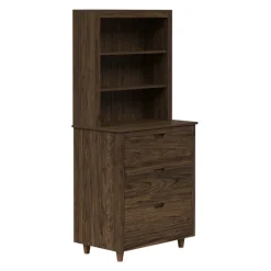 Teamson Home Ellery Freestanding Hutch Cabinet with Open Shelves, Walnut