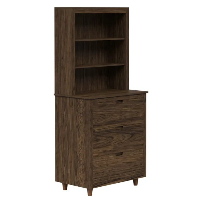 Teamson Home Ellery Freestanding Hutch Cabinet with Open Shelves, Walnut