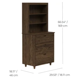 Teamson Home Ellery Freestanding Hutch Cabinet with Open Shelves, Walnut