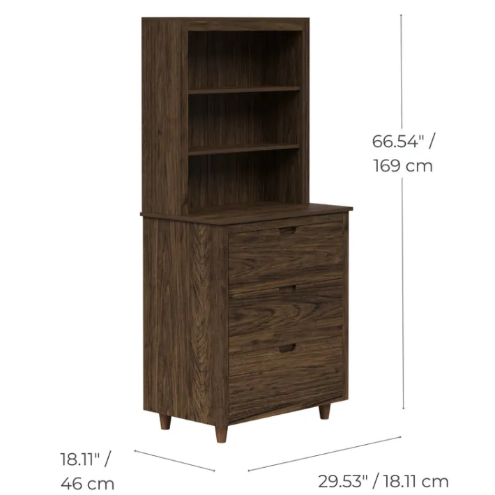 Teamson Home Ellery Freestanding Hutch Cabinet with Open Shelves, Walnut