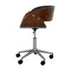 Teamson Home Faux Leather Curved Swivel Home Office Chair with Adjustable Seat Height, Black/Brown -FINAL SALE