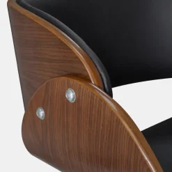 Teamson Home Faux Leather Curved Swivel Home Office Chair with Adjustable Seat Height, Black/Brown -FINAL SALE