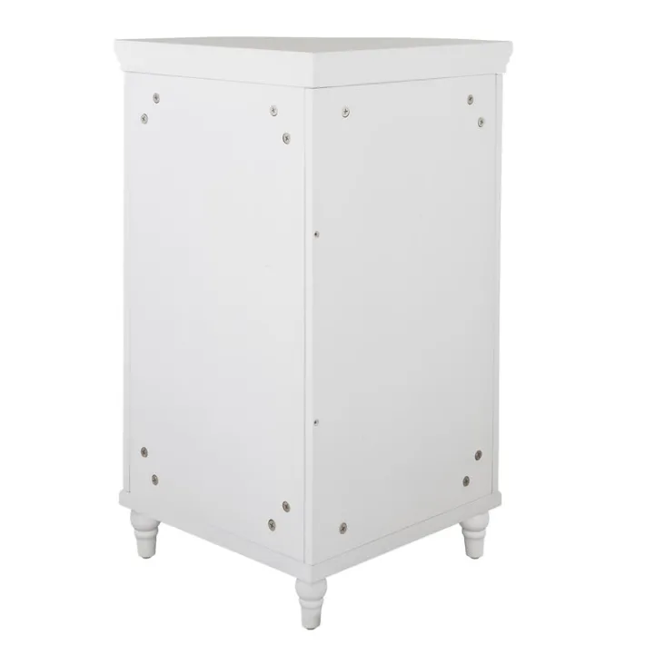 Teamson Home Florence Corner Floor Cabinet with Decorative Glass Paneled Door, White- FINAL SALE