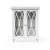 Teamson Home Florence Freestanding Two-Door Floor Cabinet with Decorative Glass Panels, White
