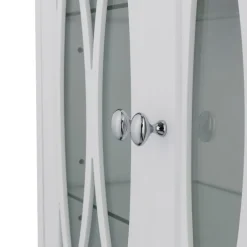 Teamson Home Florence Removable Two-Door Wall Cabinet with Decorative Glass Panels, White