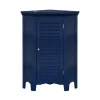 Teamson Home Glancy Corner Floor Cabinet with Faux Louvered Door, Navy