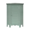 Teamson Home Glancy Corner Floor Cabinet with Faux Louvered Door, Sage Green