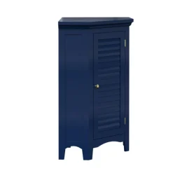 Teamson Home Glancy Corner Floor Cabinet with Faux Louvered Door, Navy