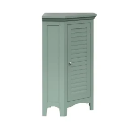 Teamson Home Glancy Corner Floor Cabinet with Faux Louvered Door, Sage Green