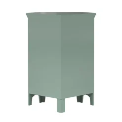 Teamson Home Glancy Corner Floor Cabinet with Faux Louvered Door, Sage Green