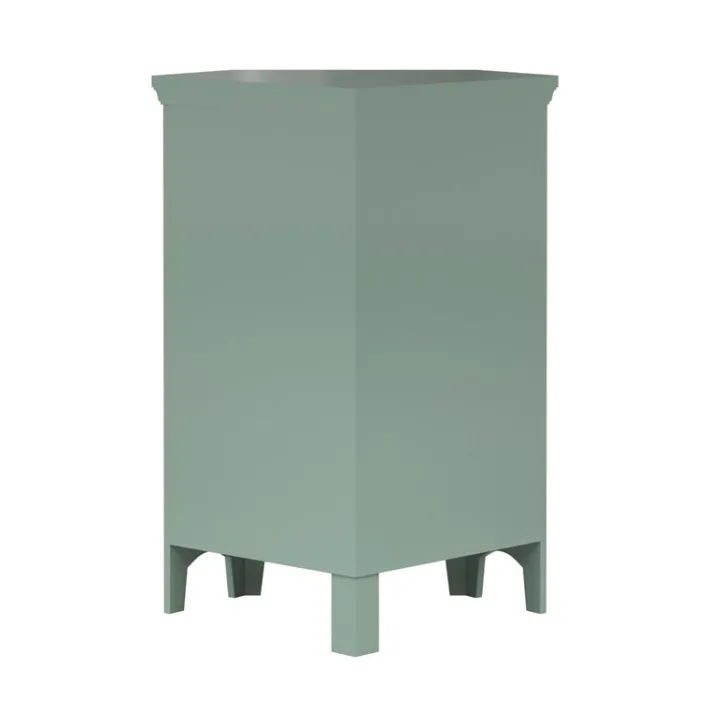 Teamson Home Glancy Corner Floor Cabinet with Faux Louvered Door, Sage Green