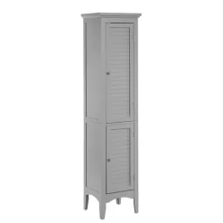 Teamson Home Glancy Freestanding Linen Tower with Two Faux Louvered Doors, Gray- FINAL SALE
