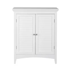 Teamson Home Glancy Freestanding Two-Door Floor Cabinet with Faux Louvered Doors, White- FINAL SALE