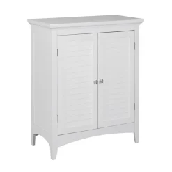 Teamson Home Glancy Freestanding Two-Door Floor Cabinet with Faux Louvered Doors, White- FINAL SALE