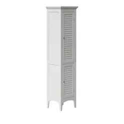 Teamson Home Glancy Freestanding Linen Tower with Two Faux Louvered Doors, White