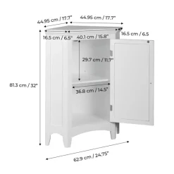 Teamson Home Glancy Freestanding Corner Floor Cabinet with Faux Louvered Door, White