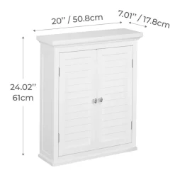 Teamson Home Glancy Removable Two-Door Wall Cabinet with Faux Louvered Doors, White