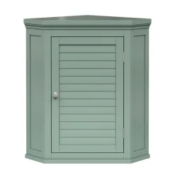 Teamson Home Glancy Two-Door Removable Corner Wall Cabinet, Sage Green