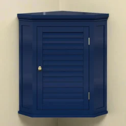 Teamson Home Glancy Two-Door Removable Corner Wall Cabinet, Navy