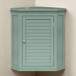 Teamson Home Glancy Two-Door Removable Corner Wall Cabinet, Sage Green