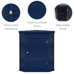 Teamson Home Glancy Two-Door Removable Corner Wall Cabinet, Navy