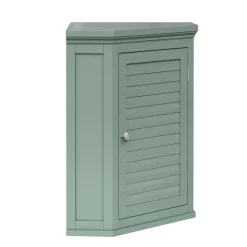 Teamson Home Glancy Two-Door Removable Corner Wall Cabinet, Sage Green