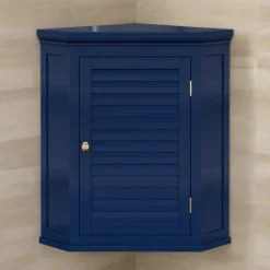 Teamson Home Glancy Two-Door Removable Corner Wall Cabinet, Navy