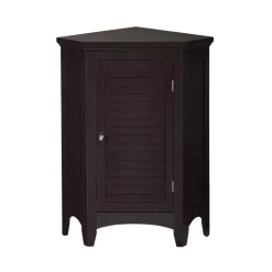 Teamson Home Glancy Wooden Corner Floor Cabinet with Shutter Door, Dark Brown- FINAL SALE