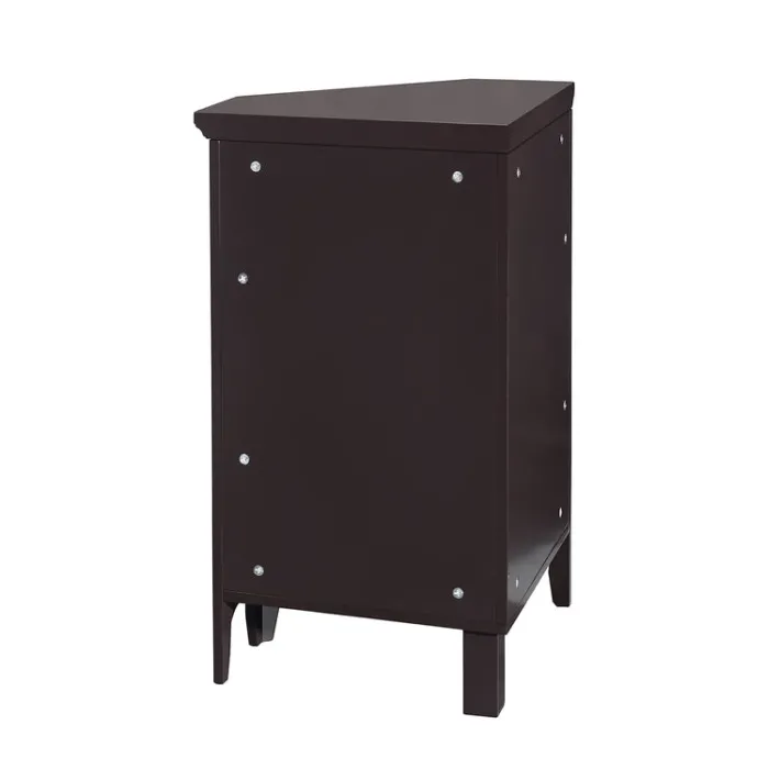 Teamson Home Glancy Wooden Corner Floor Cabinet with Shutter Door, Dark Brown- FINAL SALE