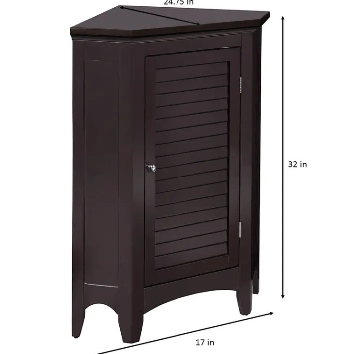 Teamson Home Glancy Wooden Corner Floor Cabinet with Shutter Door, Dark Brown- FINAL SALE