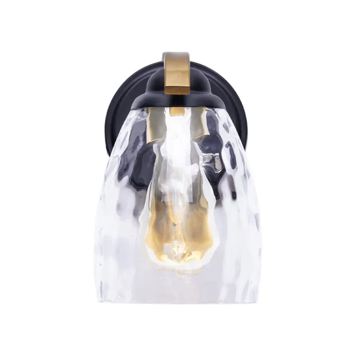 Teamson Home Heidi Dimmable 1-Light Armed Wall Sconce with 3-Stage Touch Dimmer, Black/Brass- FINAL SALE
