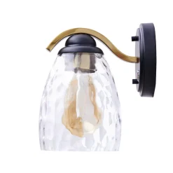 Teamson Home Heidi Dimmable 1-Light Armed Wall Sconce with 3-Stage Touch Dimmer, Black/Brass- FINAL SALE
