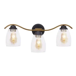 Teamson Home Heidi 3-Light Bathroom Vanity Wall Sconce Light with 3-Stage Touch Dimmer, Black/Brass- FINAL SALE