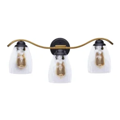Teamson Home Heidi 3-Light Bathroom Vanity Wall Sconce Light with 3-Stage Touch Dimmer, Black/Brass- FINAL SALE